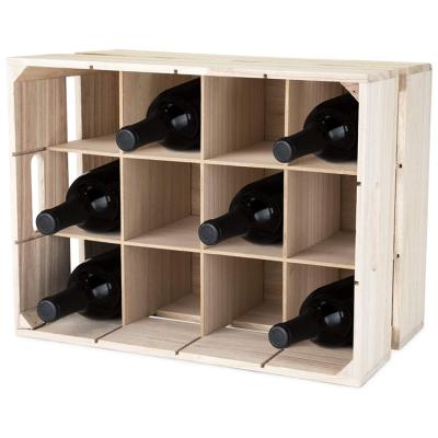 China Sustainable Wooden Wine Storage Rack Holds 12 Bottles Removable Inserts Wooden Wine Rack for sale