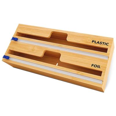 China Sustainable Plastic Envelope Dispenser Equips Bamboo Wooden 2 Slot Envelope Dispenser With Slide Cutter for sale