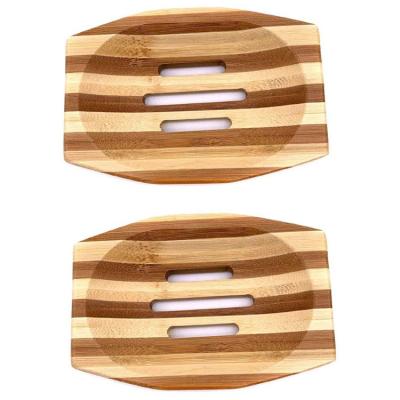 China 2 Pack Eco-Friendly Bath Bamboo Soap Dishes Modern Wholesale Wooden Soap Box For Bathroom Kitchen for sale