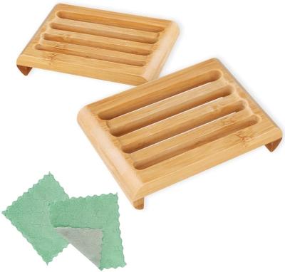 China Modern Hot Selling Wooden Soap Box 2 Piece Bamboo Bath Soap Dish For Bathroom Kitchen for sale