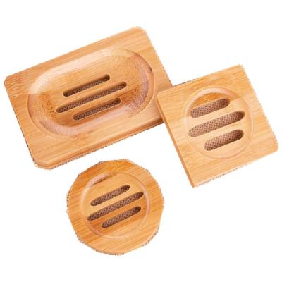 China Factory Wholesale Wooden Soap Box Modern 3 Piece Bamboo Bath Soap Dish For Bathroom Kitchen for sale