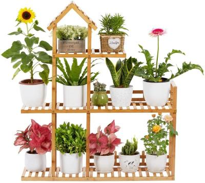 China Modern Minimalist Plant Stand Display Rack Plant Large Capacity Bamboo Flower Stand for Indoor Outdoor for sale