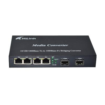 China FTTX Gigabit Ethernet Fiber Optical Media Converter 4x10/100/1000Base-T & 2 x 1000Base-Fx GE SFP HL MC24G-SFP for sale