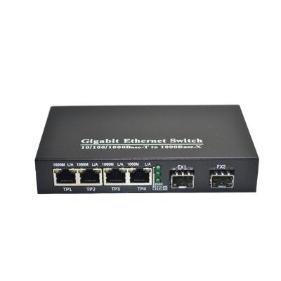 China FTTX 2 SFP Ports 1000Base Fx Fiber 4 RJ45 Ports 4 x10/100/1000M Media Converter for sale