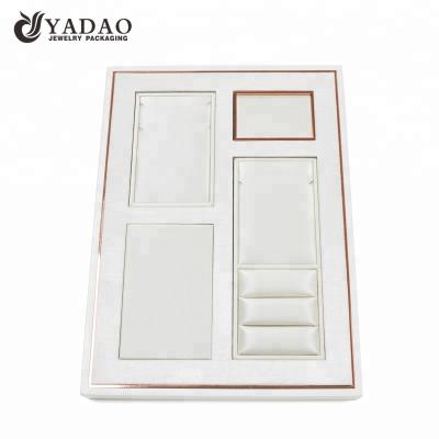 China Custom Wooden White Leather Jewelry Display Jewelry Display Tray Made by Yadao for sale