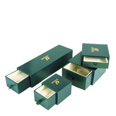 China Dark Green Jewerly Storage Drawer Type Plastic Jewelery Box Jewelry Box Packaging Box for sale