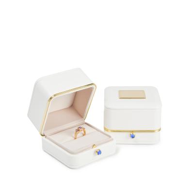 China Custom Wholesale Handmade Plastic Velvet Ring Gift Boxes Printed Logo PU Leather Packaging Jewelry Boxes for sale