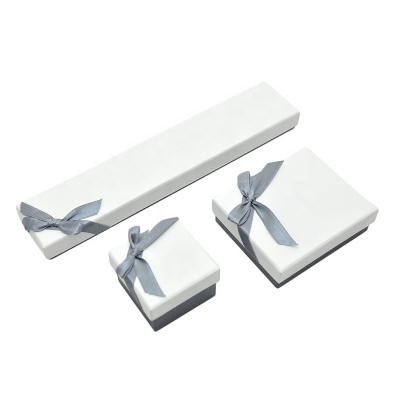 China Box With Silk Sash Coated Custom White And Gray Luxury Jewelery Gift Paper Bow Tie Box Wholesale Sets Presentation Boxes for sale