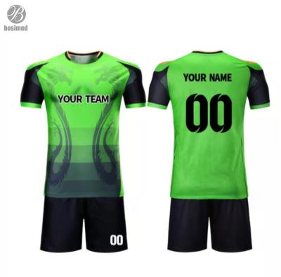 China Custom made high quality polyester fabric soccer tank top green color sublimation football singlets sets for sale