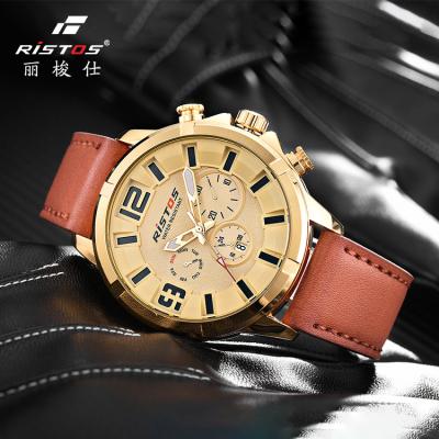 China RISTOS 9382 high quality custom logo vintage unique china movement leather band private watch for men for sale