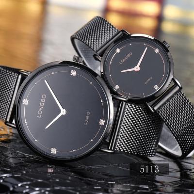 China LONGBO 5113 2020 Water Resistant Modern Simple Stylish Waterproof Steel Band Diamond-encrusted Couple Watch for sale