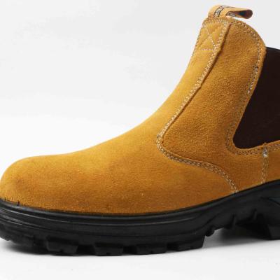 China Cheap industrial pvc toe brown suede cowhide side zipper esd steel toe mens steel compound metal leather toe free safety shoes for sale