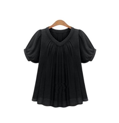 China New breathable summer clothes European and American style large size women's millimeter solid color chiffon shirt short-sleeved sweater wholesale for sale