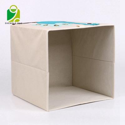 China Fashionable Living Room Kids Bag Travel Cartoon Clothing Storage Bin Polyester Children Play Storage Box with Lid and Handles for sale