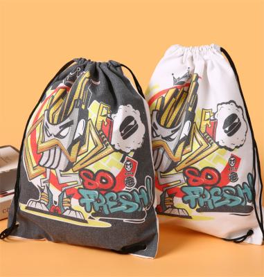 China Wenzhou Muslin Cotton Canvas Drawstring Backpack Bags Recyclable Custom Gym Sports Package Bag Dust Bags for sale