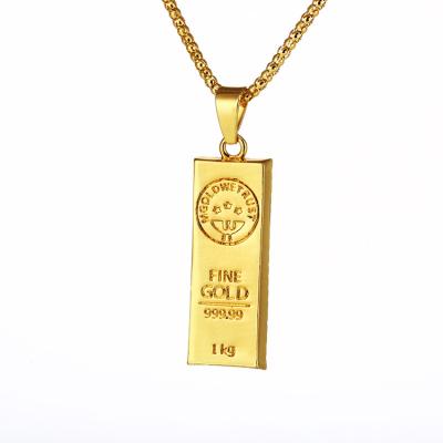 China TRENDY Fashion Gold Plated Bar Pendant Necklace For Mens Boy Jewelry for sale