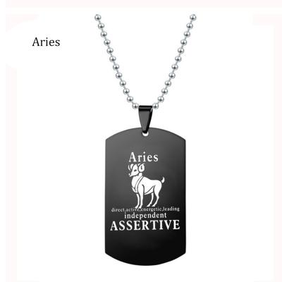 China 2020 Trendy Fashion Jewelry Dogtag Stainless Steel 12 Star Sign Pendant Necklace For Women Men for sale