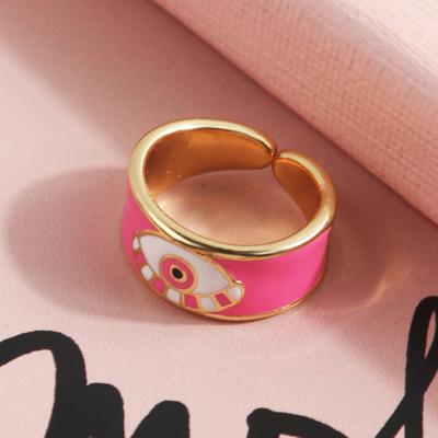 China FASHION Trendy Blue Eye Rings Alloy Enamel Five Color Eye Ring For Women Girls for sale