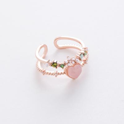 China Korean Rhinestone Ring Heart Shape Flower TRENDY Fashion Rings for Women Girls for sale