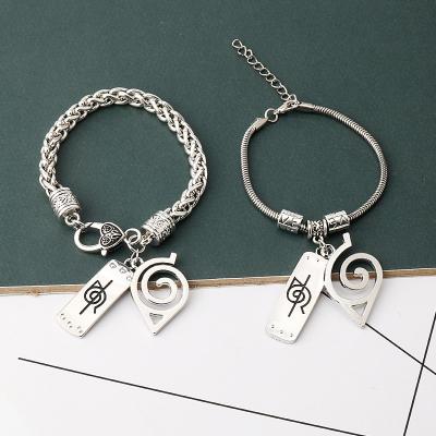 China Hot TRENDY Anime Naruto Akatsuki Alloy Charm Bracelet For Women Man Cosplay Gift for sale