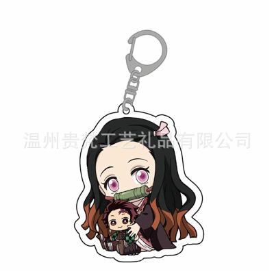 China Trendy Fashionable Acrylic Cute Figure Keychain Anime Keychain Demon Slayer Key Chain For Boy Girls Cosplay Gift for sale