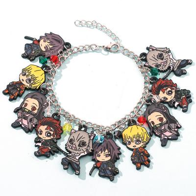 China Cute Anime Demon Slayer Bangle Figure Charm Jewelry Pendant Bracelets For Fans Cosplay Gift for sale