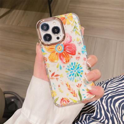 China IMD Flower Shockproof Electric Plated Shockproof Phone Case For iPhone 11 Pro MAX Flora Flower TPU Case Cover for sale