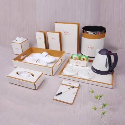 China Eco-friendly Hotel Amenities Ect 2020 NJC New Promotional Hotel Leather Product Set for sale