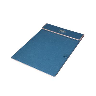 China Eco-friendly Guest Room Meeting Notepad with Flat Blue Leather A3 Notepad for Hotel Supplies Office Notepad Holder for sale