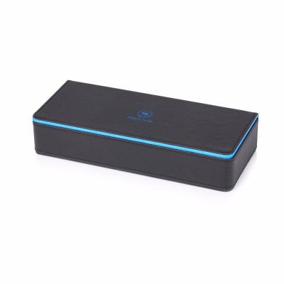 China Hot Selling Smooth And Sturdy China Stationery Leather Box With Black And Blue Strikethrough For Office Supplies Wholesale for sale