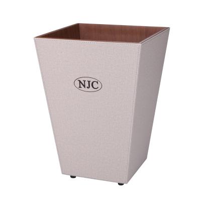 China Sustainable Luxury Faux Gray 5 Star Gray PU Leather Guest Room Hotel Amenity Hospitality Supplies Including Inner Tank Waste Bin for sale