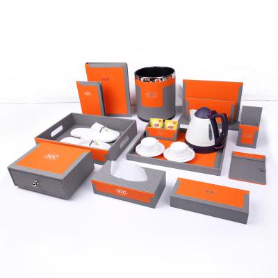 China 255*190*90 mm Household Eco-friendly Faux Leather Amenity Box Fashion Tray Cup Holder Service Hotel Supplies Consumable Box for sale