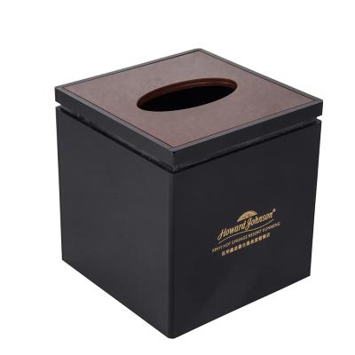 China Black Hotel Amenities Tissue Box Holder Fire Retardant Acrylic / Eco-Friendly Suppliers, Flat Tissue Box For 5 Star Hotel for sale