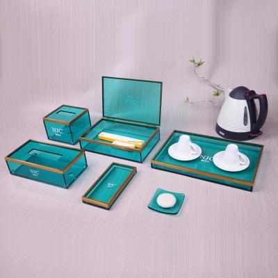 China Eco-Friendly Hotel Guest Room Supplies Acrylic Amenities Tissue Box Tray For 5 Star Hotel Guest Room Home Be Care for sale