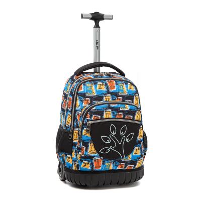 China Custom Polyester Hippie Trolley School Backpack Bag Rolled Trolley Fashion School Bags For Kids for sale