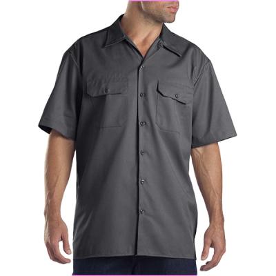 China Low price promotion men's anti-pilling twill cotton polyester clothing short sleeve work shirts for sale