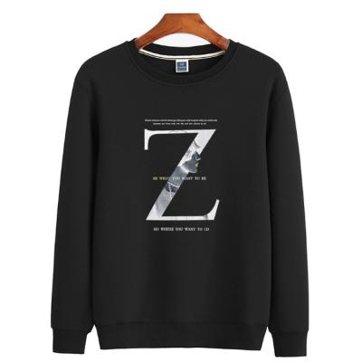 China Modern Customized Mens Anti Shrinkage Crew Neck Print Black Fleece Cotton Polyester Sweatshirts Anti Shrink for sale