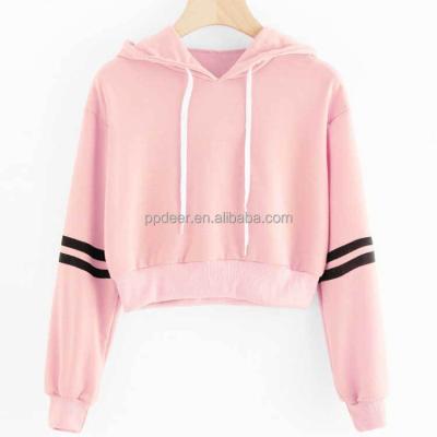 China High Quality Custom Blocked New Fashion Anti-pilling Color Cropped Hoodie Women for sale