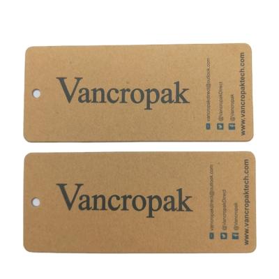 China Custom Viable Screen Printing Name Logo Kraft Paper Label Clothing Hang Tag With Grommet for sale