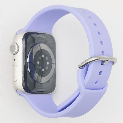 China Sports Iron Loop Silicone Smart Watch Strap Band For Apple Watch Series 1 Se 2 3 4 5 6 7 Silicone Sport Band for sale