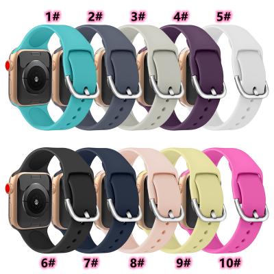 China Update Silicone Charms Watch Strap Metal Buckle Silicone Sports Rubber Smart Watch Bands Accessories For Apple Watch Series 1 2 3 4 5 6 7 for sale