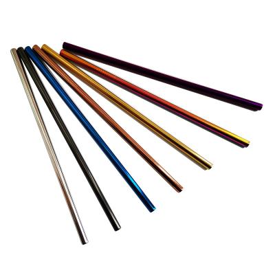 China Factory Supply 304 Stainless Steel Colorful Straight Straw Automotive Straw Reusable Drinking Metal Straw OEM for sale