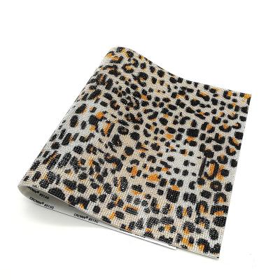 China 24 x 40cm Leopard Pointback Multiple Colors Crystal Rhinestone DIY Print Hot Fix Adhesive Rhinestone Sheet for sale