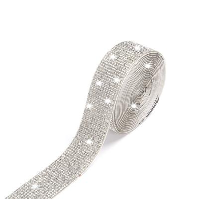 China Pointback factory wholesale ribbon diamond crystal clothing decorate rhinestones sticker for sale