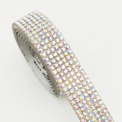 China Factory Wholesale Crystal Rhinestones Flatback For Clothing Crystal Diamond Sticker Rhinestone Ribbon for sale