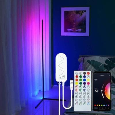 China Multi-function APP smart control colorful modern minimal corner tripod remote stand RGB led floor lamp music stand led corner light led smart RGB floor lamp for sale