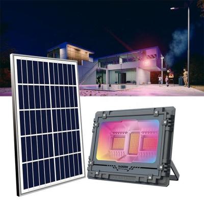 China Regular and RGB Patterns Solar Flood Light 500w RGB Solar Outdoor Garden Flood Light for sale