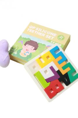 China OEM Kinderen Puzzle Silicone Speelgoed Voor Baby Letters Shape Te koop