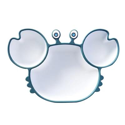 China Blue White Crab Customized Childrens Silicone Plates bowl Phthalate Free With Size Is 23*18*3.7cm And Weight Is 241 Gram for sale