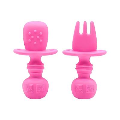 Cina Servizio ODM/OEM Colori speciali viola Forchette per bambini di silicone Cucchiai Eco-Friendly Con dimensioni 9.5x9.5x4 Cm E Peso 48 grammi in vendita